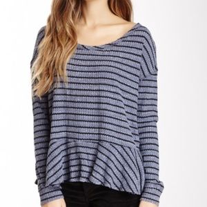 free people knit blue purple striped peplum top